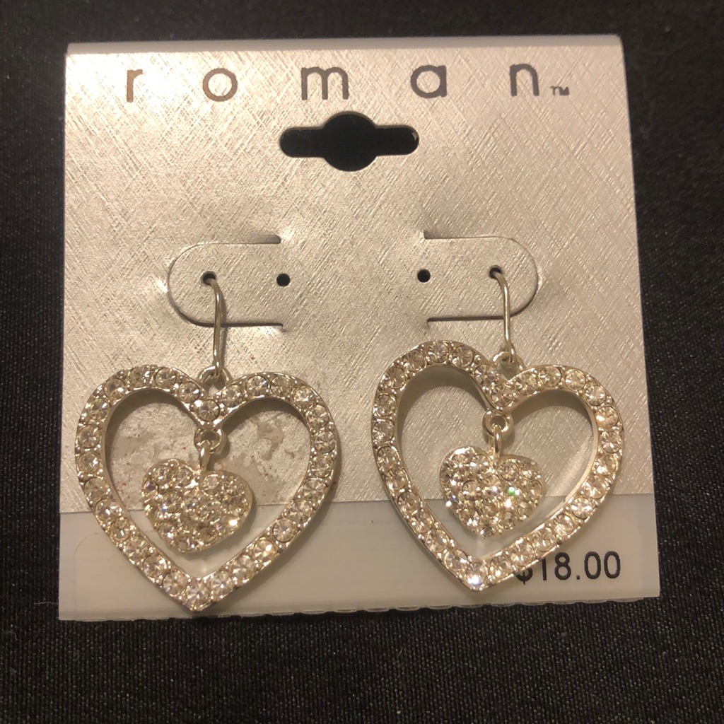 Faux Diamond Heart Earrings 8$